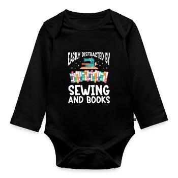 Sewing Seamstress Sewing Machine - Organic Longsleeve Baby Bodysuit - black - Front
