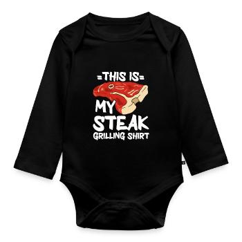 Steak Meat Lover Bbq For Men - Baby Bio-Langarm-Body - Schwarz - Vorne