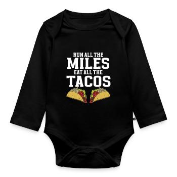 Taco Lover Food Quote Taco - Organic Longsleeve Baby Bodysuit - black - Front