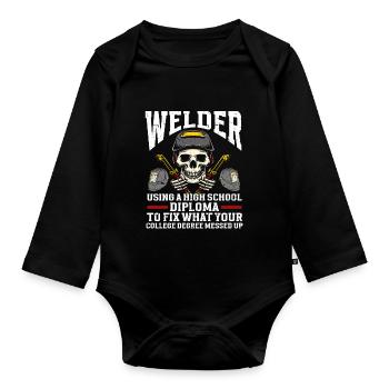 Welder Welding - Organic Longsleeve Baby Bodysuit - black - Front