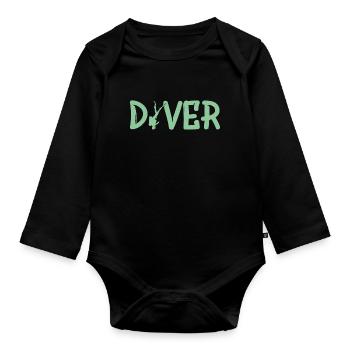 Tauchen Diver Diving - Baby Bio-Langarm-Body - Schwarz - Vorne