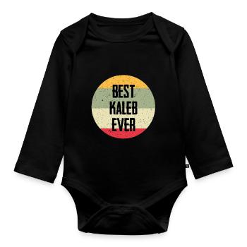 Le meilleur Kaleb de tous les temps - Body Bébé bio manches longues - noir - Devant