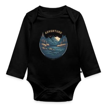 Jäger Bergsteiger Wanderer Abenteuer - Baby Bio-Langarm-Body - Schwarz - Vorne