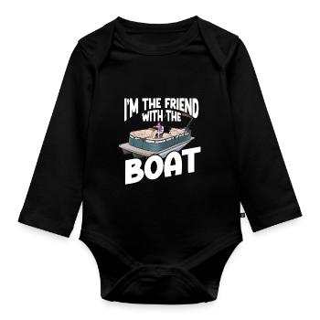 Pontoon Boot Pontoon Kapitän - Baby Bio-Langarm-Body - Schwarz - Vorne