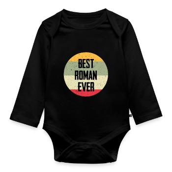 Best Roman Ever - Baby Bio-Langarm-Body - Schwarz - Vorne