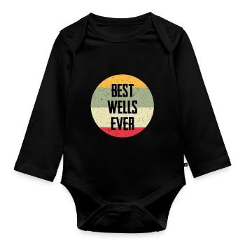 Best Wells Ever - Organic Longsleeve Baby Bodysuit - black - Front