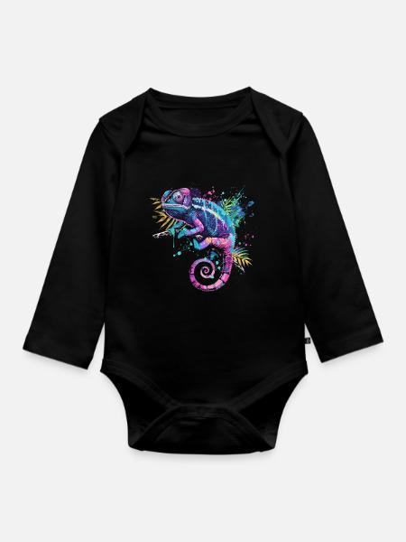 Chameleonaire A Rich Lizard für - Baby Bio-Langarm-Body - Schwarz