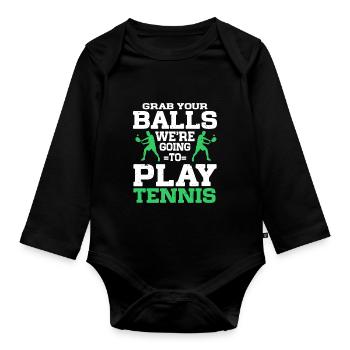 Tennis Art Retired Tennis Player Racket - Baby Bio-Langarm-Body - Schwarz - Vorne