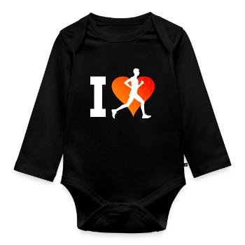 Men's Cross Country Running Running Running - Organic Longsleeve Baby Bodysuit - black - Front
