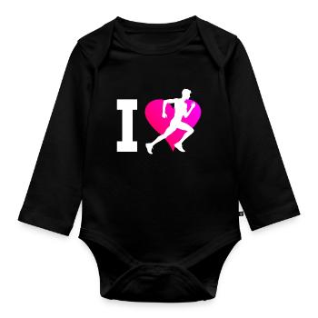 Femme Course Course Course Running Jogging Homme - Body Bébé bio manches longues - noir - Devant