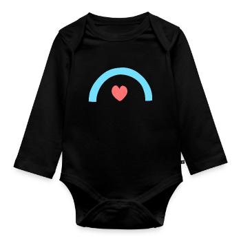 Coeur Arc Forme Symbole Formes Rouge Bleu - Body Bébé bio manches longues - noir - Devant