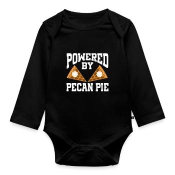 Powered By Pecan Pie - Organic Longsleeve Baby Bodysuit - black - Front