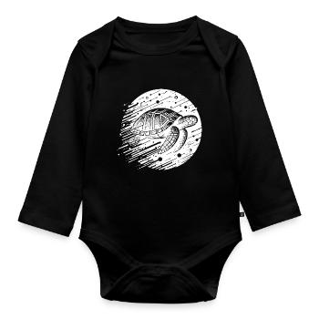 Tortue futuriste moderne cyber - Body Bébé bio manches longues - noir - Devant