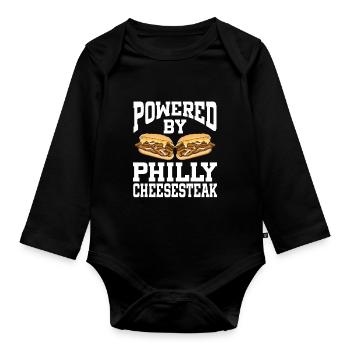 Propulsé par Philly Cheesesteak - Body Bébé bio manches longues - noir - Devant