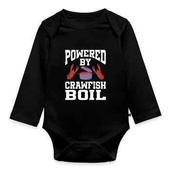 Powered By Crawfish Boil - Organic Longsleeve Baby Bodysuit - black - Front