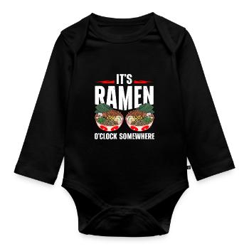 Ramen Lover Soupe de nouilles japonaise Ramen - Body Bébé bio manches longues - noir - Devant