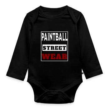 Paintball street wear, cool PB brand - Organic Longsleeve Baby Bodysuit - black - Front