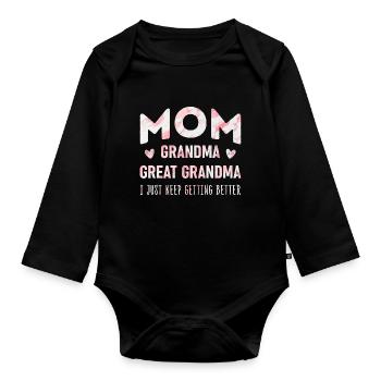 Maman Grand-mère Arrière-grand-mère - Body Bébé bio manches longues - noir - Devant