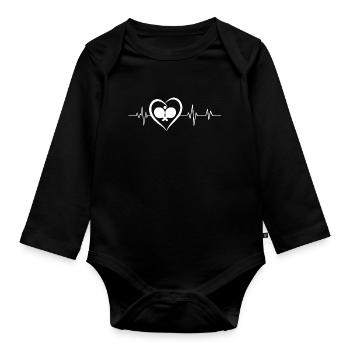Heartbeat Ping Pong - Organic Longsleeve Baby Bodysuit - black - Front