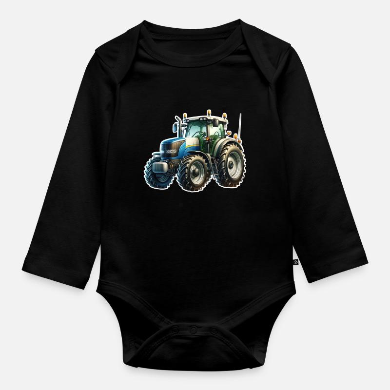 Traktor - Baby Bio-Langarm-Body - Schwarz