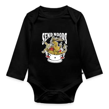 Send Noods Funny Japanese Ramen Noodle - Organic Longsleeve Baby Bodysuit - black - Front