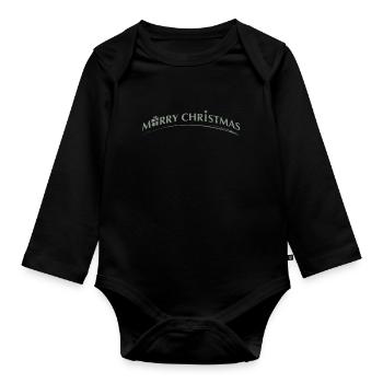 merry Christmas Schriftzug mit Symbolen - Baby Bio-Langarm-Body - Schwarz - Vorne