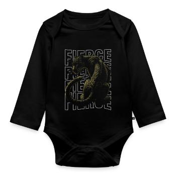 Fierce Panther Design Majestic Wildness Concept - Organic Longsleeve Baby Bodysuit - black - Front