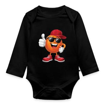 Orange - Baby Bio-Langarm-Body - Schwarz - Vorne