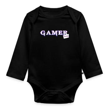Jeder gamer braucht sein bunny! - Baby Bio-Langarm-Body - Schwarz - Vorne