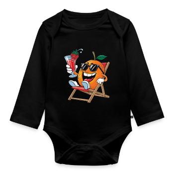 Orange - Baby Bio-Langarm-Body - Schwarz - Vorne