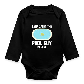 Pool Cleaner Keep Calm The Pool Guy Is Here - Baby Bio-Langarm-Body - Schwarz - Vorne
