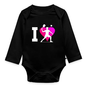 Women's Racquetball Men's Racquetball Games - Organic Longsleeve Baby Bodysuit - black - Front