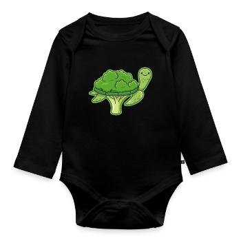 Turtle Broccoli Design for - Organic Longsleeve Baby Bodysuit - black - Front