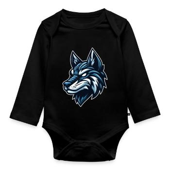 Slick Wolf - Organic Longsleeve Baby Bodysuit - black - Front