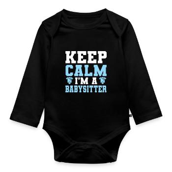 Babysitter Babysitting - Organic Longsleeve Baby Bodysuit - black - Front