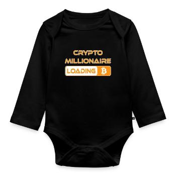 CRYPTO MILLIONAIRE LOADING BITCOIN - Baby Bio-Langarm-Body - Schwarz - Vorne