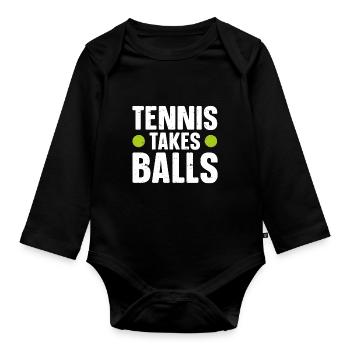 Tennis Player - Organic Longsleeve Baby Bodysuit - black - Front
