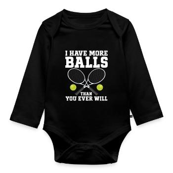Tennis Player - Organic Longsleeve Baby Bodysuit - black - Front