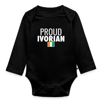 Fier drapeau ivoirien de la Côte d’Ivoire - Body Bébé bio manches longues - noir - Devant