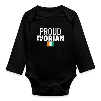 Proud Ivorian Vintage Côte d'Ivoire Flag - Organic Longsleeve Baby Bodysuit - black - Front