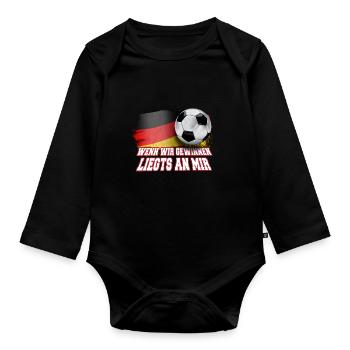 If We Win, It's Me – Soccer Shirt - Organic Longsleeve Baby Bodysuit - black - Front