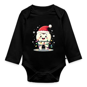Zähne Weihnachten Zahnarzt Geschenk - Baby Bio-Langarm-Body - Schwarz - Vorne