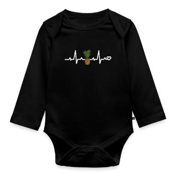 Design élégant d’ananas - Plage de soleil d’été - Body Bébé bio manches longues - noir - Devant