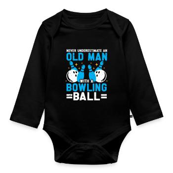 Boule de bowling Bowler - Body Bébé bio manches longues - noir - Devant