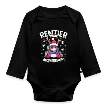 Rentier war ausverkauft Einhorn - Baby Bio-Langarm-Body - Schwarz - Vorne