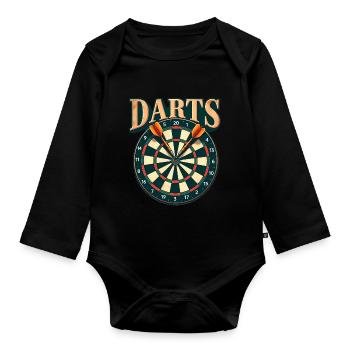 Darts Sport Dartboard Dartscheibe - Baby Bio-Langarm-Body - Schwarz - Vorne