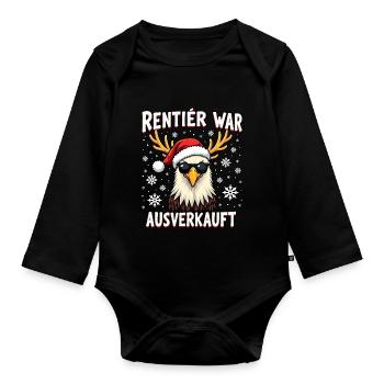 Rentier war ausverkauft Adler - Baby Bio-Langarm-Body - Schwarz - Vorne