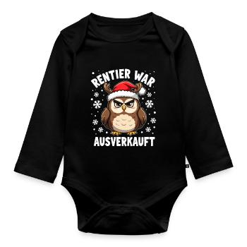 Eule Rentier war ausverkauft - Baby Bio-Langarm-Body - Schwarz - Vorne