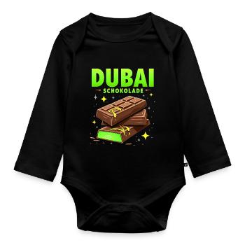 Chocolat de Dubaï - Drôle de dicton - Body Bébé bio manches longues - noir - Devant