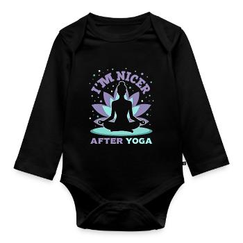 Drôle Yoga Méditation Chakra Jeu de mots - Body Bébé bio manches longues - noir - Devant
